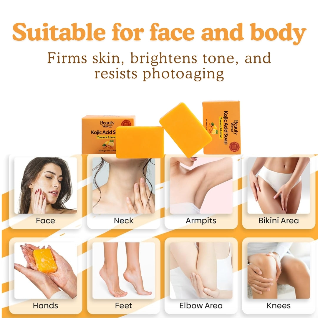 pure kojic acid soap face neck armpits bikini area hands feet elbow area knees